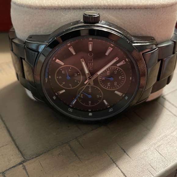 Relic Black Chronograph Watch with Blue Accents - Picture 4 of 5